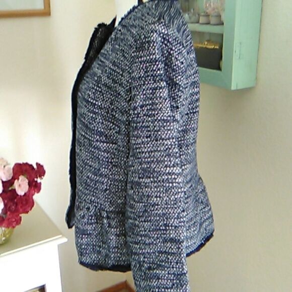 Talbots Tweed Jacket With Fringe Trim - Picture 6 of 13